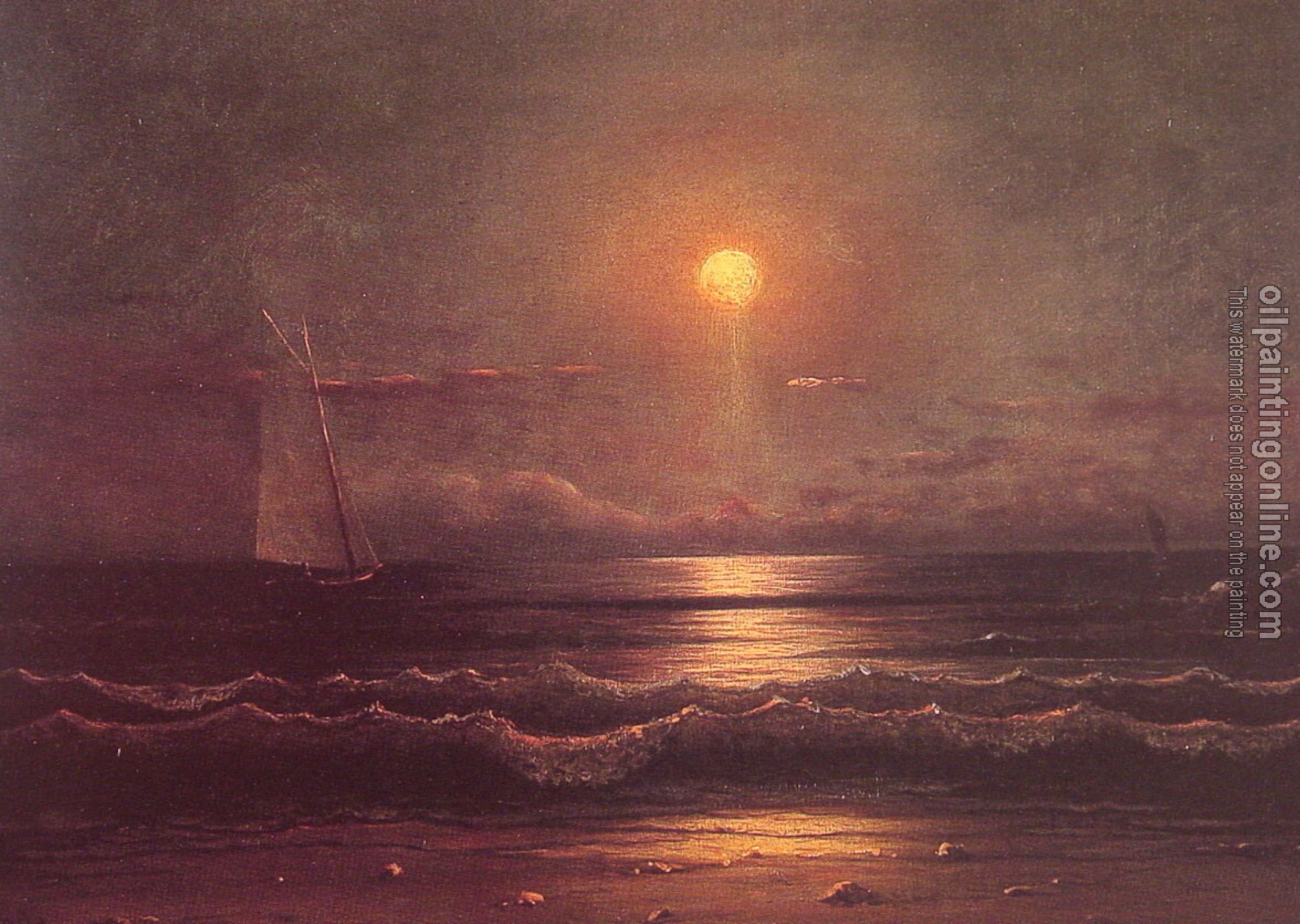 Heade, Martin Johnson - Sailing by Moonlight